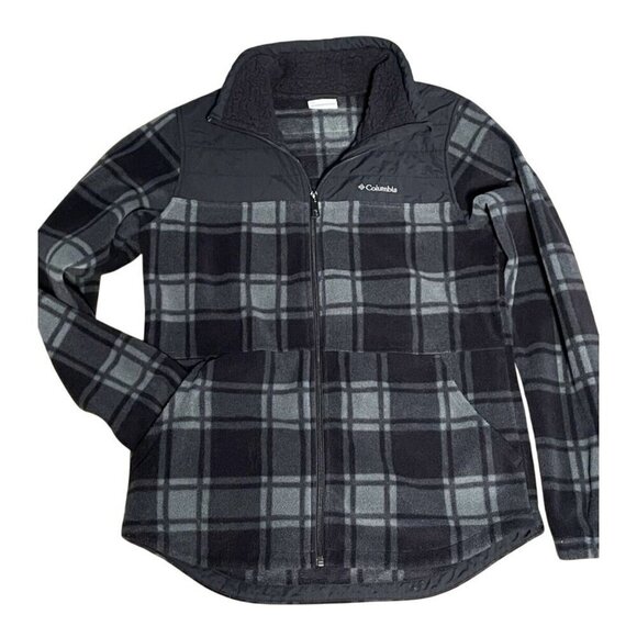 Columbia Jackets & Blazers - Columbia Women's Plaid Black/Grey Full Zip Fleece Jacket Size S